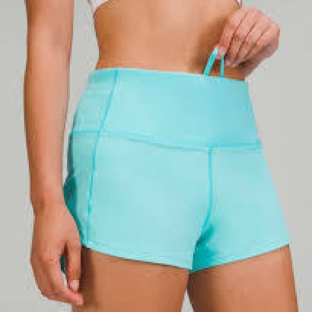 Lululemon Athletica Electric Turquoise Speed Up high rise 4 inch size 0